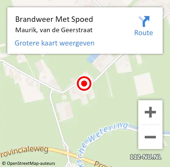 Locatie op kaart van de 112 melding: Brandweer Met Spoed Naar Maurik, van de Geerstraat op 27 september 2022 11:55