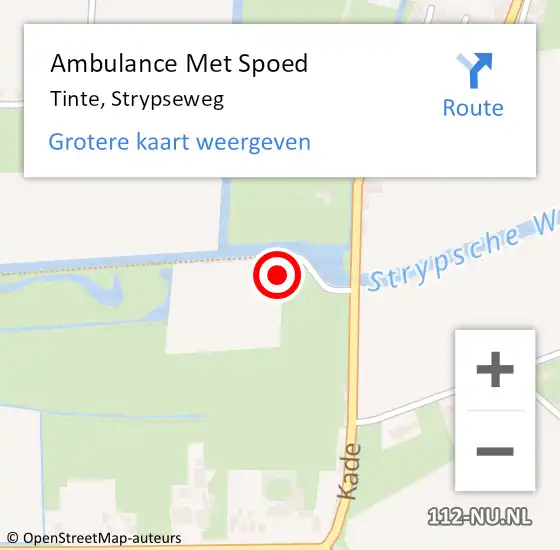 Locatie op kaart van de 112 melding: Ambulance Met Spoed Naar Tinte, Strypseweg op 27 september 2022 12:02