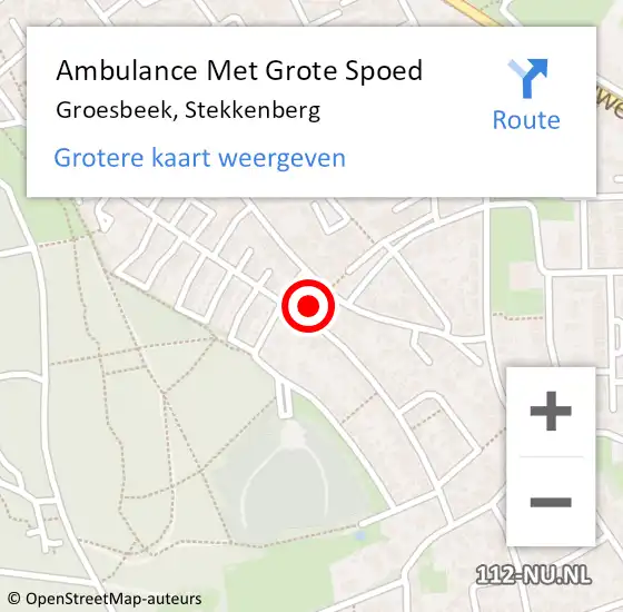 Locatie op kaart van de 112 melding: Ambulance Met Grote Spoed Naar Groesbeek, Stekkenberg op 27 september 2022 12:05