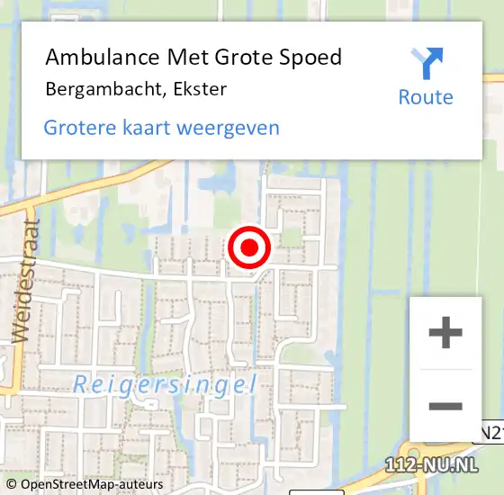 Locatie op kaart van de 112 melding: Ambulance Met Grote Spoed Naar Bergambacht, Ekster op 27 september 2022 12:29