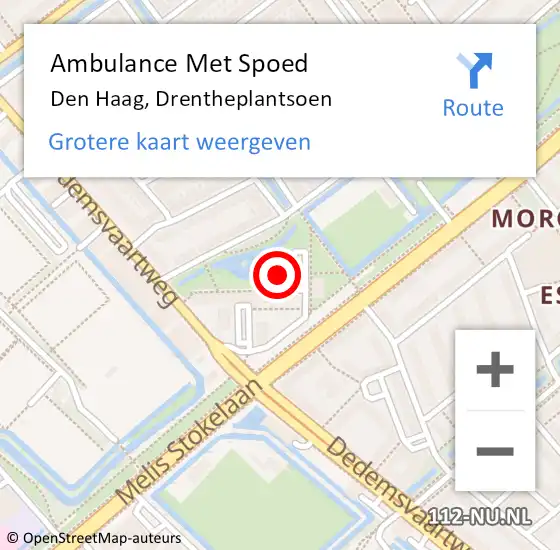 Locatie op kaart van de 112 melding: Ambulance Met Spoed Naar Den Haag, Drentheplantsoen op 27 september 2022 13:28
