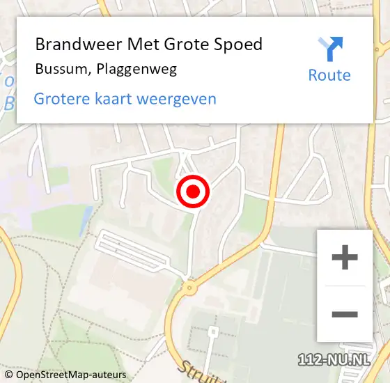 Locatie op kaart van de 112 melding: Brandweer Met Grote Spoed Naar Bussum, Plaggenweg op 27 september 2022 13:33