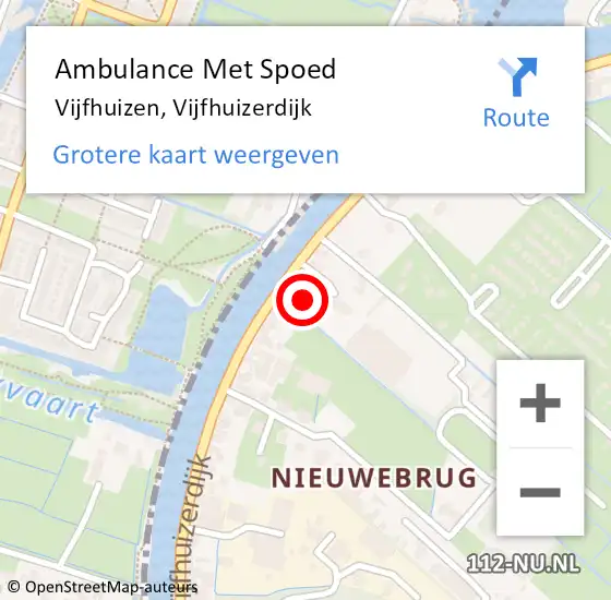 Locatie op kaart van de 112 melding: Ambulance Met Spoed Naar Vijfhuizen, Vijfhuizerdijk op 27 september 2022 13:50