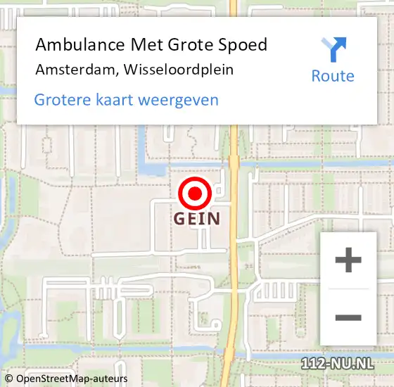 Locatie op kaart van de 112 melding: Ambulance Met Grote Spoed Naar Amsterdam-Zuidoost, Wisseloordplein op 27 september 2022 13:59