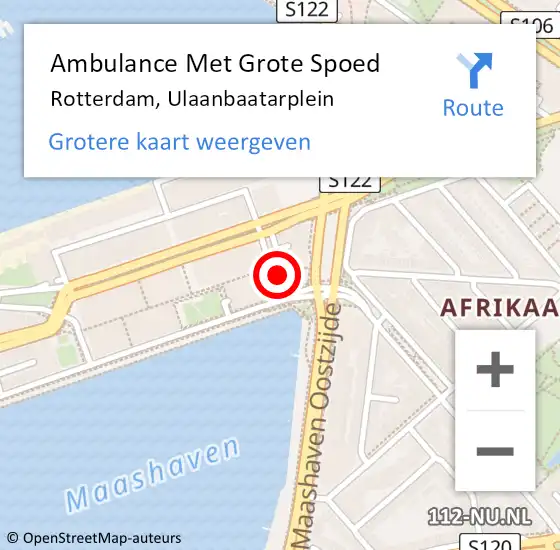 Locatie op kaart van de 112 melding: Ambulance Met Grote Spoed Naar Rotterdam, Ulaanbaatarplein op 27 september 2022 14:24