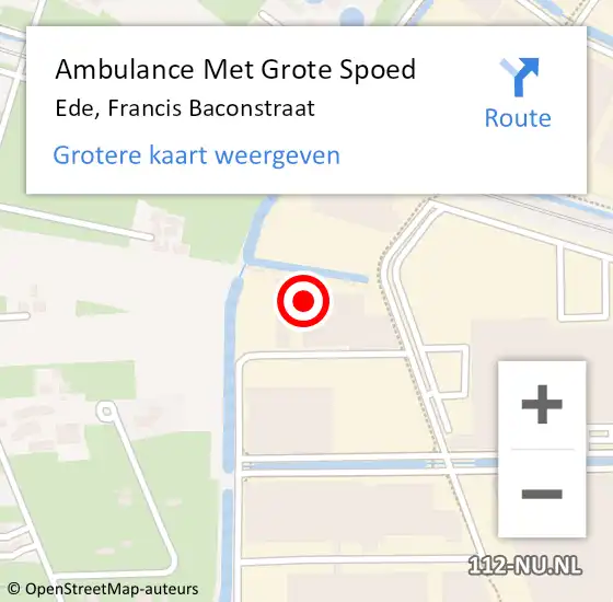 Locatie op kaart van de 112 melding: Ambulance Met Grote Spoed Naar Ede, Francis Baconstraat op 27 september 2022 14:29