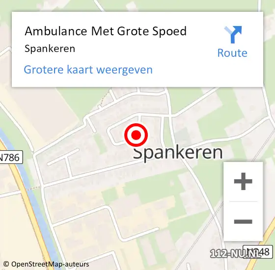 Locatie op kaart van de 112 melding: Ambulance Met Grote Spoed Naar Spankeren op 27 september 2022 14:40