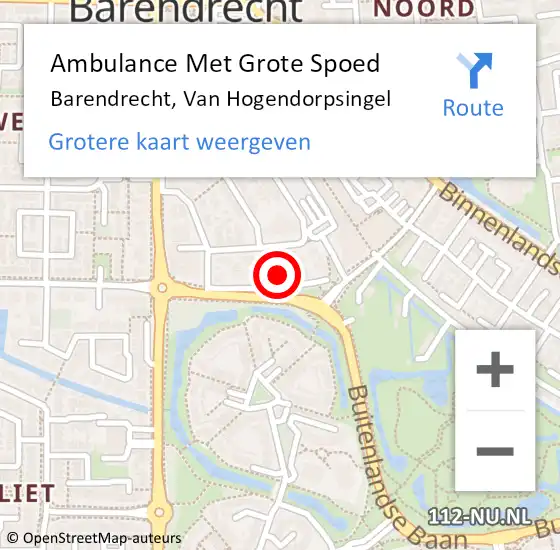 Locatie op kaart van de 112 melding: Ambulance Met Grote Spoed Naar Barendrecht, Van Hogendorpsingel op 27 september 2022 15:13
