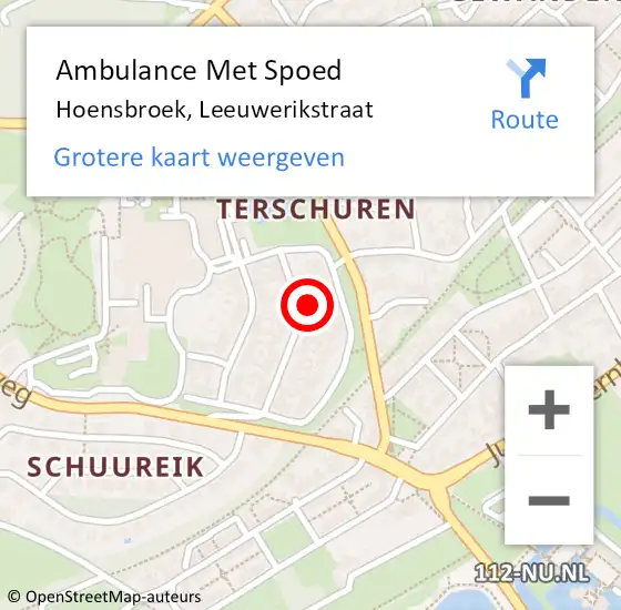 Locatie op kaart van de 112 melding: Ambulance Met Spoed Naar Hoensbroek, Leeuwerikstraat op 10 oktober 2013 06:14