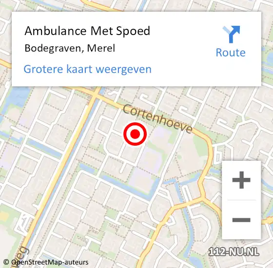 Locatie op kaart van de 112 melding: Ambulance Met Spoed Naar Bodegraven, Merel op 27 september 2022 15:30