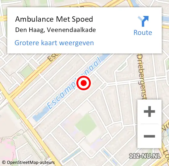 Locatie op kaart van de 112 melding: Ambulance Met Spoed Naar Den Haag, Veenendaalkade op 27 september 2022 15:31