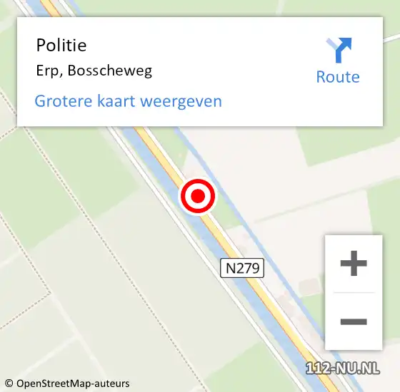 Locatie op kaart van de 112 melding: Politie Erp, Bosscheweg op 27 september 2022 15:41