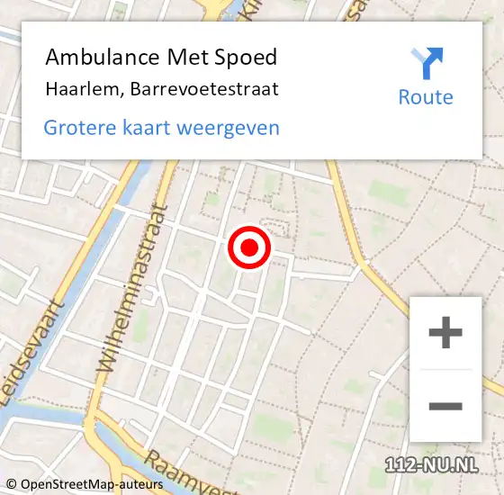 Locatie op kaart van de 112 melding: Ambulance Met Spoed Naar Haarlem, Barrevoetestraat op 27 september 2022 15:47