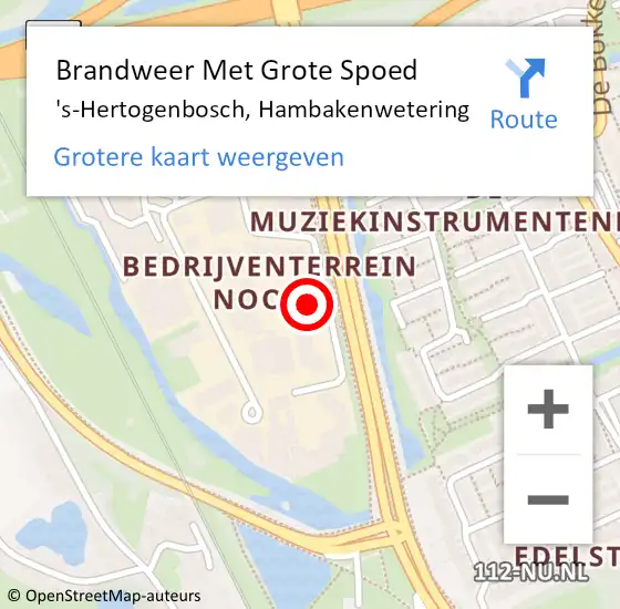 Locatie op kaart van de 112 melding: Brandweer Met Grote Spoed Naar 's-Hertogenbosch, Hambakenwetering op 27 september 2022 15:49