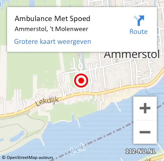 Locatie op kaart van de 112 melding: Ambulance Met Spoed Naar Ammerstol, 't Molenweer op 27 september 2022 15:52