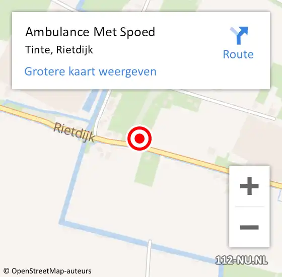 Locatie op kaart van de 112 melding: Ambulance Met Spoed Naar Tinte, Rietdijk op 27 september 2022 15:59