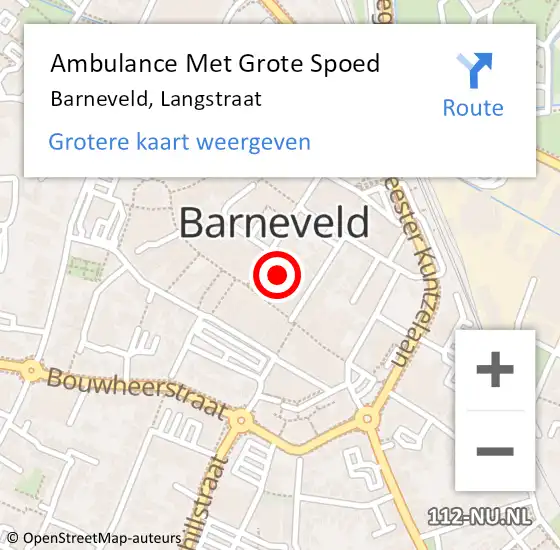 Locatie op kaart van de 112 melding: Ambulance Met Grote Spoed Naar Barneveld, Langstraat op 27 september 2022 16:14