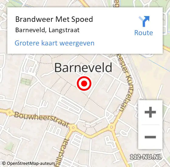 Locatie op kaart van de 112 melding: Brandweer Met Spoed Naar Barneveld, Langstraat op 27 september 2022 16:15