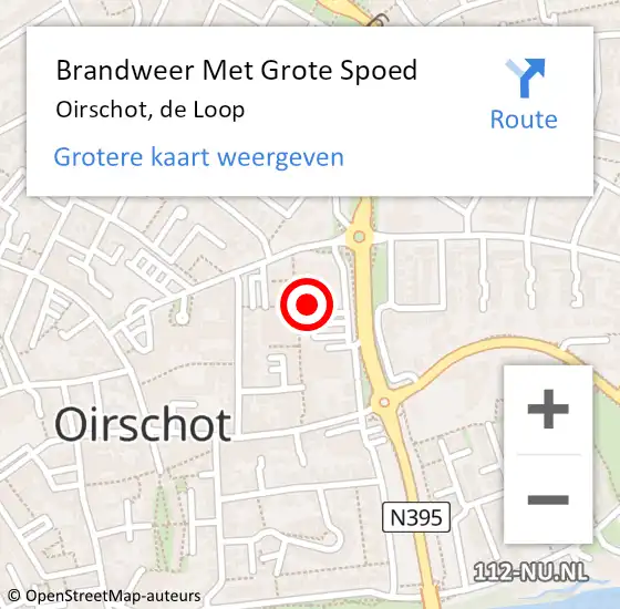 Locatie op kaart van de 112 melding: Brandweer Met Grote Spoed Naar Oirschot, de Loop op 27 september 2022 16:17