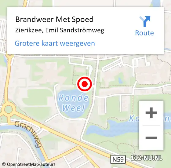 Locatie op kaart van de 112 melding: Brandweer Met Spoed Naar Zierikzee, Emil Sandströmweg op 27 september 2022 16:40