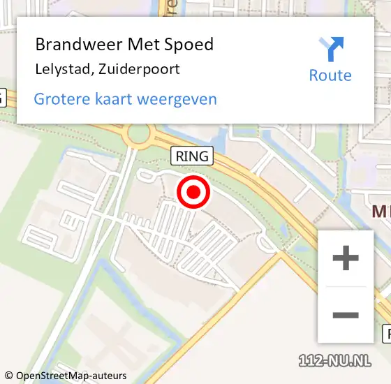 Locatie op kaart van de 112 melding: Brandweer Met Spoed Naar Lelystad, Zuiderpoort op 27 september 2022 16:45