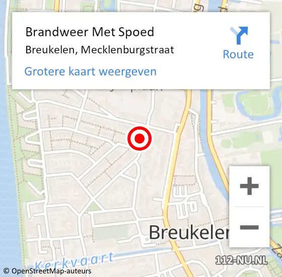 Locatie op kaart van de 112 melding: Brandweer Met Spoed Naar Breukelen, Mecklenburgstraat op 27 september 2022 16:53