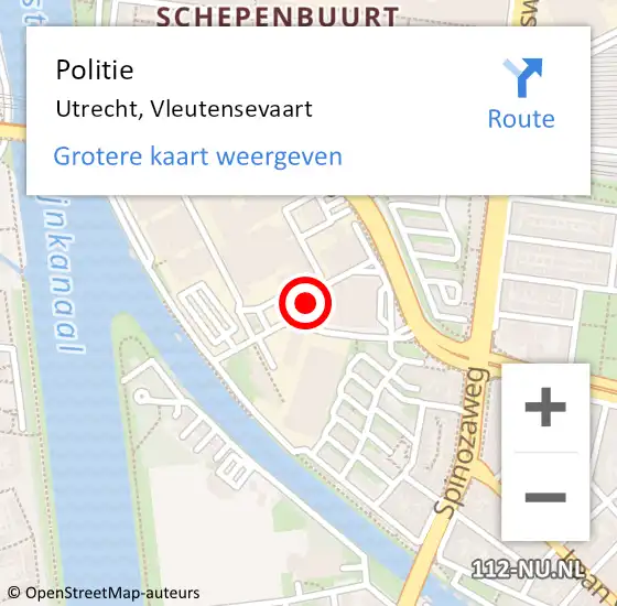 Locatie op kaart van de 112 melding: Politie Utrecht, Vleutensevaart op 27 september 2022 17:29