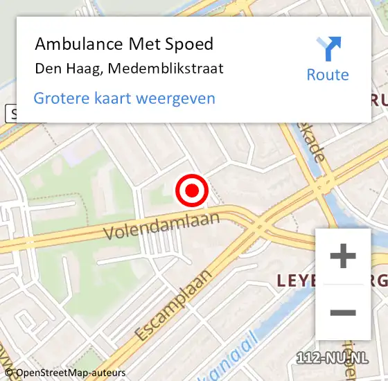 Locatie op kaart van de 112 melding: Ambulance Met Spoed Naar Den Haag, Medemblikstraat op 27 september 2022 17:43