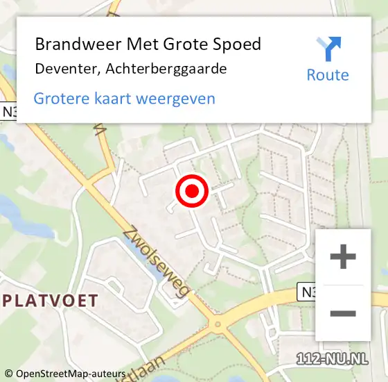Locatie op kaart van de 112 melding: Brandweer Met Grote Spoed Naar Deventer, Achterberggaarde op 27 september 2022 18:04