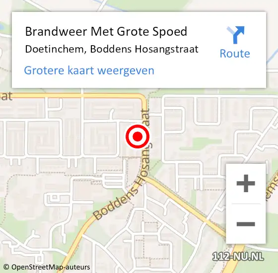 Locatie op kaart van de 112 melding: Brandweer Met Grote Spoed Naar Doetinchem, Boddens Hosangstraat op 27 september 2022 18:07