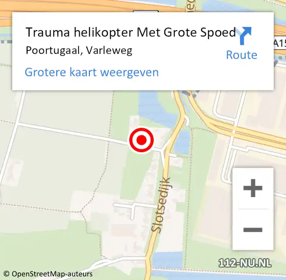 Locatie op kaart van de 112 melding: Trauma helikopter Met Grote Spoed Naar Poortugaal, Varleweg op 27 september 2022 18:51
