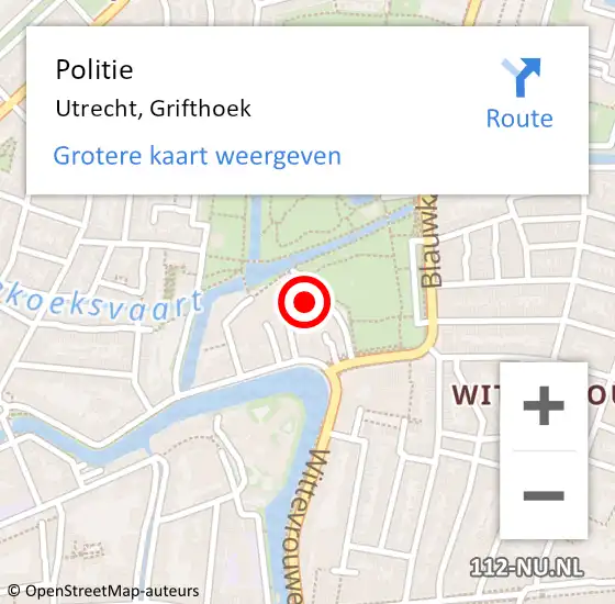 Locatie op kaart van de 112 melding: Politie Utrecht, Grifthoek op 27 september 2022 18:57