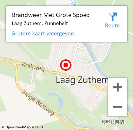 Locatie op kaart van de 112 melding: Brandweer Met Grote Spoed Naar Laag Zuthem, Zunnebelt op 27 september 2022 19:46