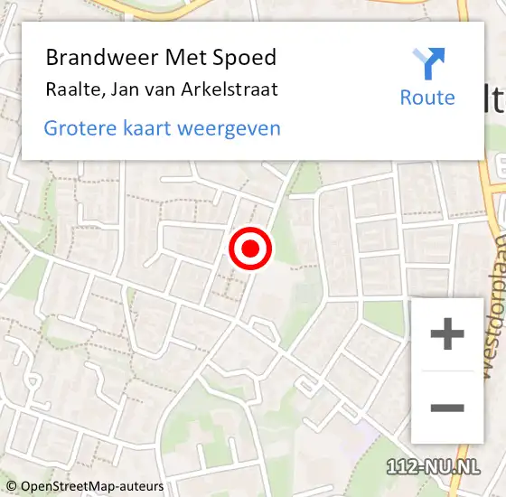 Locatie op kaart van de 112 melding: Brandweer Met Spoed Naar Raalte, Jan van Arkelstraat op 27 september 2022 20:19