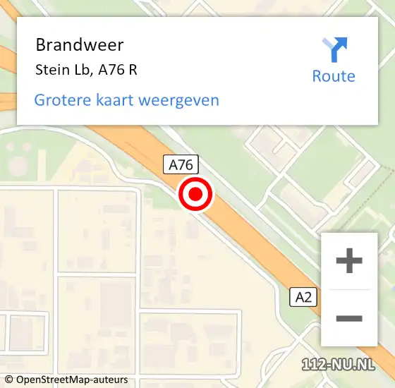 Locatie op kaart van de 112 melding: Brandweer Stein Lb, A76 R op 30 juli 2014 16:31