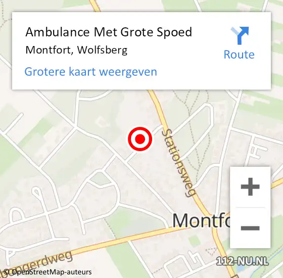 Locatie op kaart van de 112 melding: Ambulance Met Grote Spoed Naar Montfort, Wolfsberg op 27 september 2022 20:41