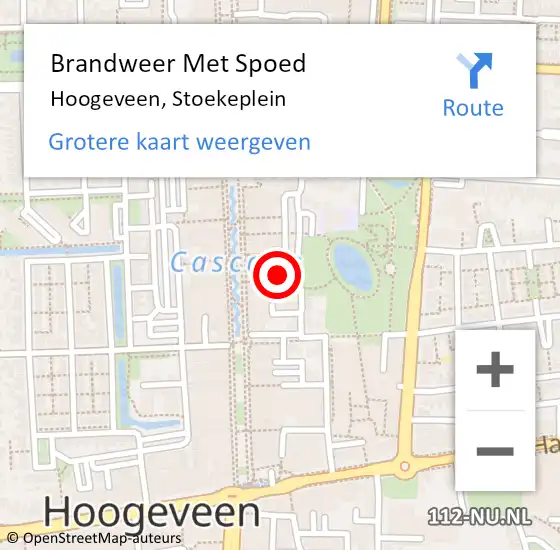 Locatie op kaart van de 112 melding: Brandweer Met Spoed Naar Hoogeveen, Stoekeplein op 27 september 2022 20:51