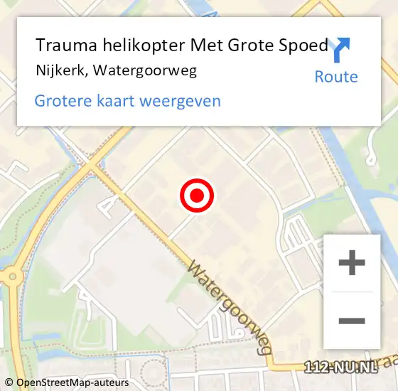 Locatie op kaart van de 112 melding: Trauma helikopter Met Grote Spoed Naar Nijkerk, Watergoorweg op 27 september 2022 21:03