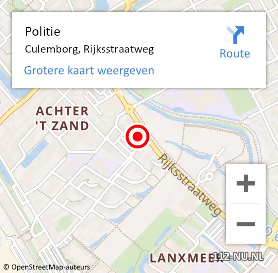 Locatie op kaart van de 112 melding: Politie Culemborg, Rijksstraatweg op 27 september 2022 21:06