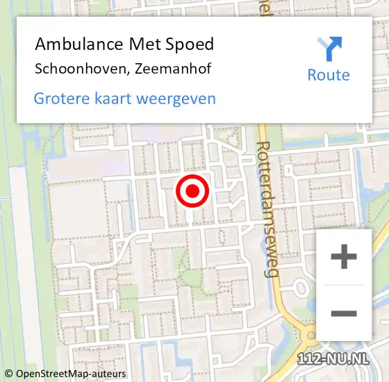 Locatie op kaart van de 112 melding: Ambulance Met Spoed Naar Schoonhoven, Zeemanhof op 27 september 2022 21:15