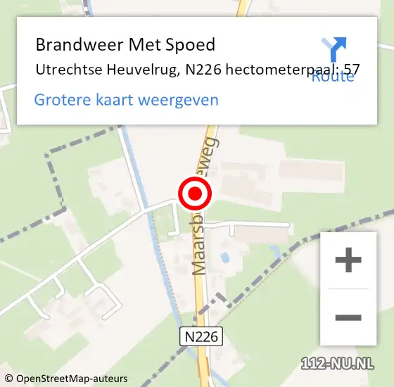 Locatie op kaart van de 112 melding: Brandweer Met Spoed Naar Utrechtse Heuvelrug, N226 hectometerpaal: 57 op 27 september 2022 21:18