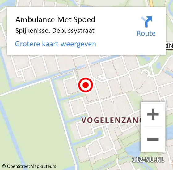 Locatie op kaart van de 112 melding: Ambulance Met Spoed Naar Spijkenisse, Debussystraat op 27 september 2022 21:58