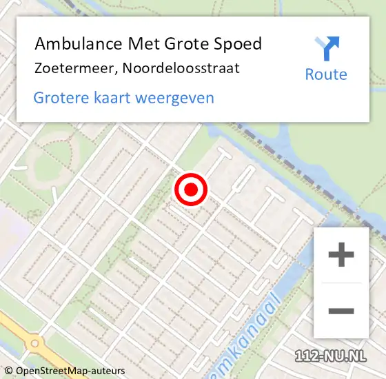 Locatie op kaart van de 112 melding: Ambulance Met Grote Spoed Naar Zoetermeer, Noordeloosstraat op 27 september 2022 22:21