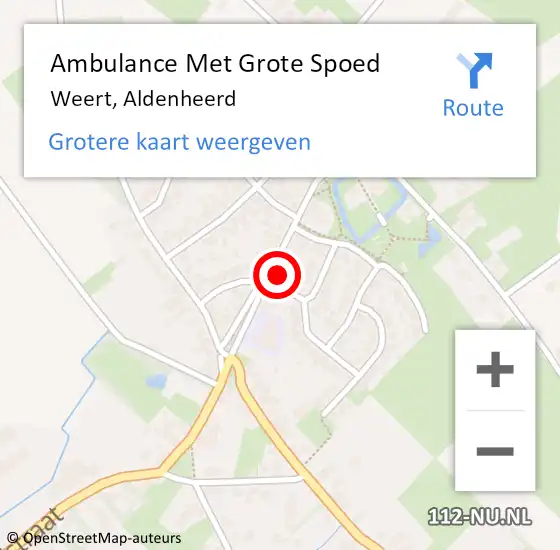 Locatie op kaart van de 112 melding: Ambulance Met Grote Spoed Naar Weert, Aldenheerd op 27 september 2022 23:06