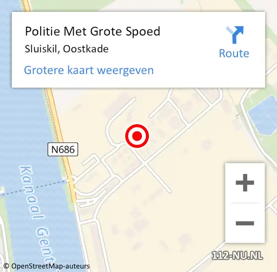 Locatie op kaart van de 112 melding: Politie Met Grote Spoed Naar Sluiskil, Oostkade op 27 september 2022 23:30