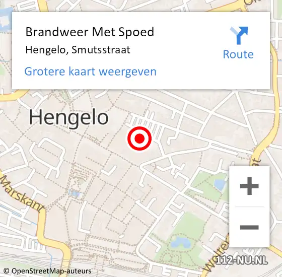 Locatie op kaart van de 112 melding: Brandweer Met Spoed Naar Hengelo, Smutsstraat op 28 september 2022 00:52