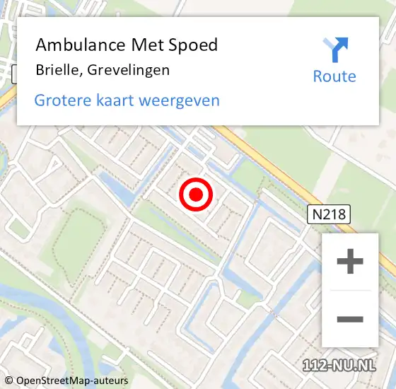 Locatie op kaart van de 112 melding: Ambulance Met Spoed Naar Brielle, Grevelingen op 28 september 2022 00:57