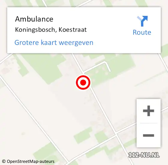 Locatie op kaart van de 112 melding: Ambulance Koningsbosch, Koestraat op 30 juli 2014 16:50