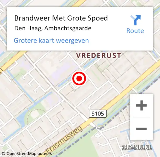 Locatie op kaart van de 112 melding: Brandweer Met Grote Spoed Naar Den Haag, Ambachtsgaarde op 28 september 2022 02:00