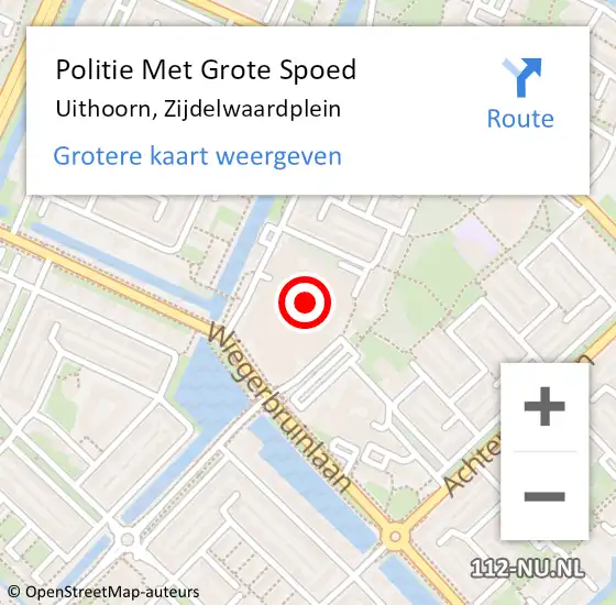 Locatie op kaart van de 112 melding: Politie Met Grote Spoed Naar Uithoorn, Zijdelwaardplein op 28 september 2022 02:46